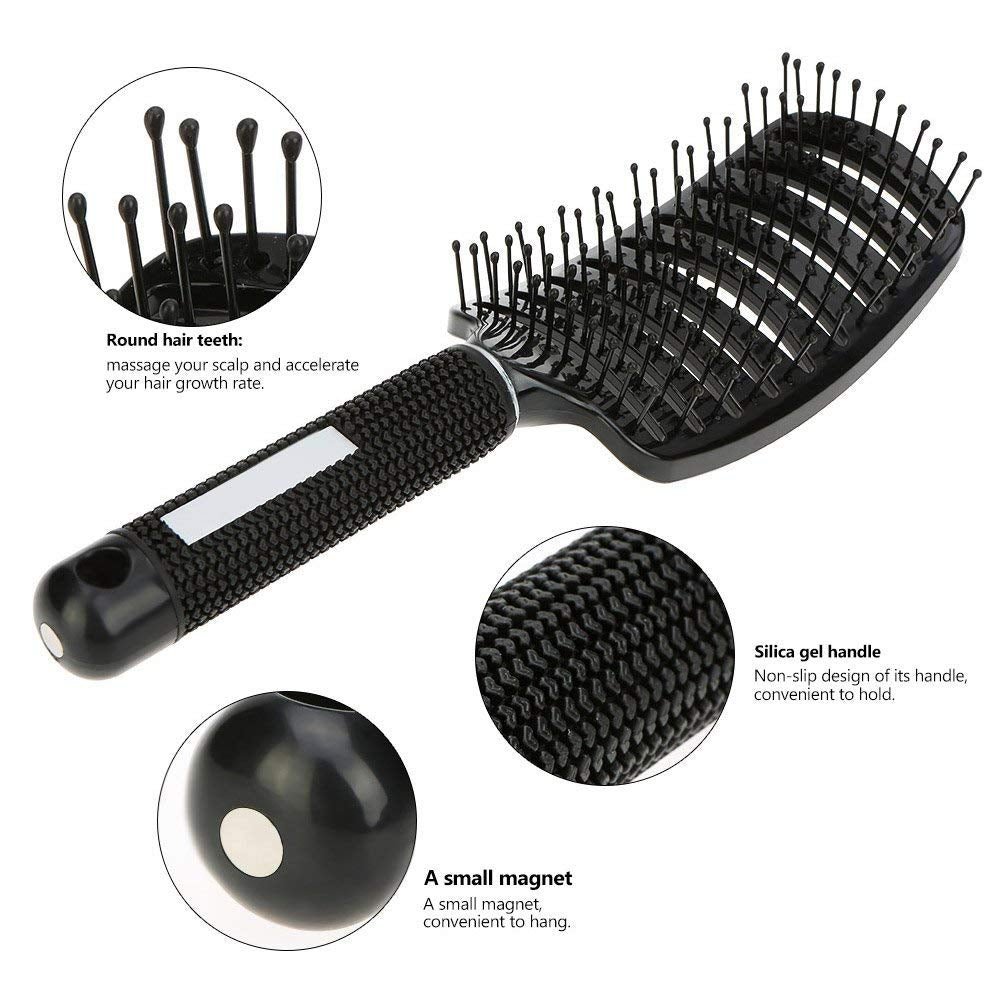 Vent Hair Brush Blow Dryer Brush, Women Thick Long Curly Paddle Hair Detangling Massage Brushes, Fast Drying Hair Straight Barber Volume Comb, Curved anti Static Styling Tool for Wet/Dry Hair
