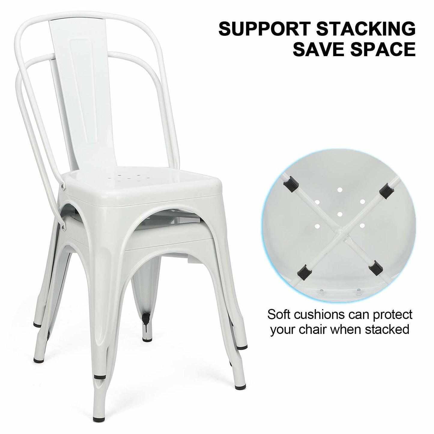 Ins Durable Outdoor Chair & Indoor Metal Chair, Dining Chairs,Patio Chairs Kitchen Chairs,18" Seat Height Restaurant Chair, Tolix Side Bar Chairs 330LBS Weight Capacity 4 Sets