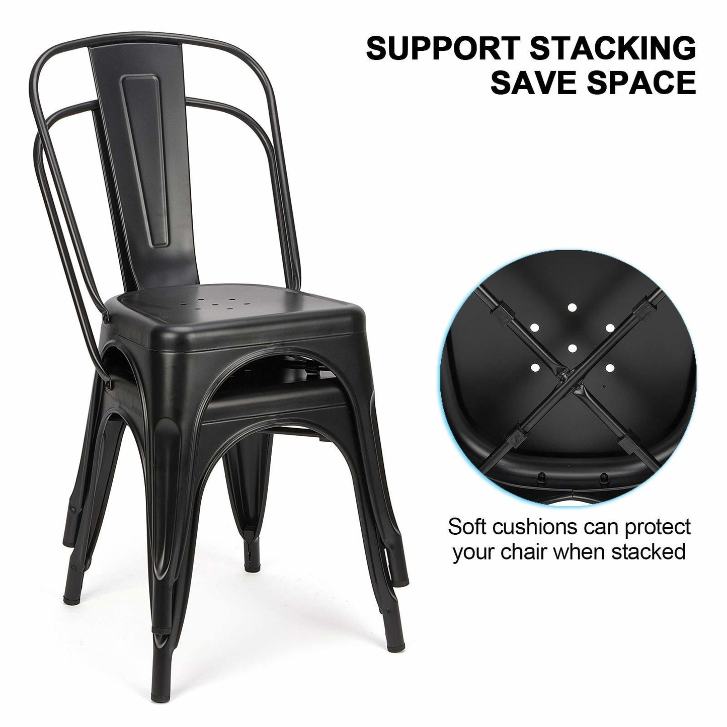 Ins Durable Outdoor Chair & Indoor Metal Chair, Dining Chairs,Patio Chairs Kitchen Chairs,18" Seat Height Restaurant Chair, Tolix Side Bar Chairs 330LBS Weight Capacity 4 Sets