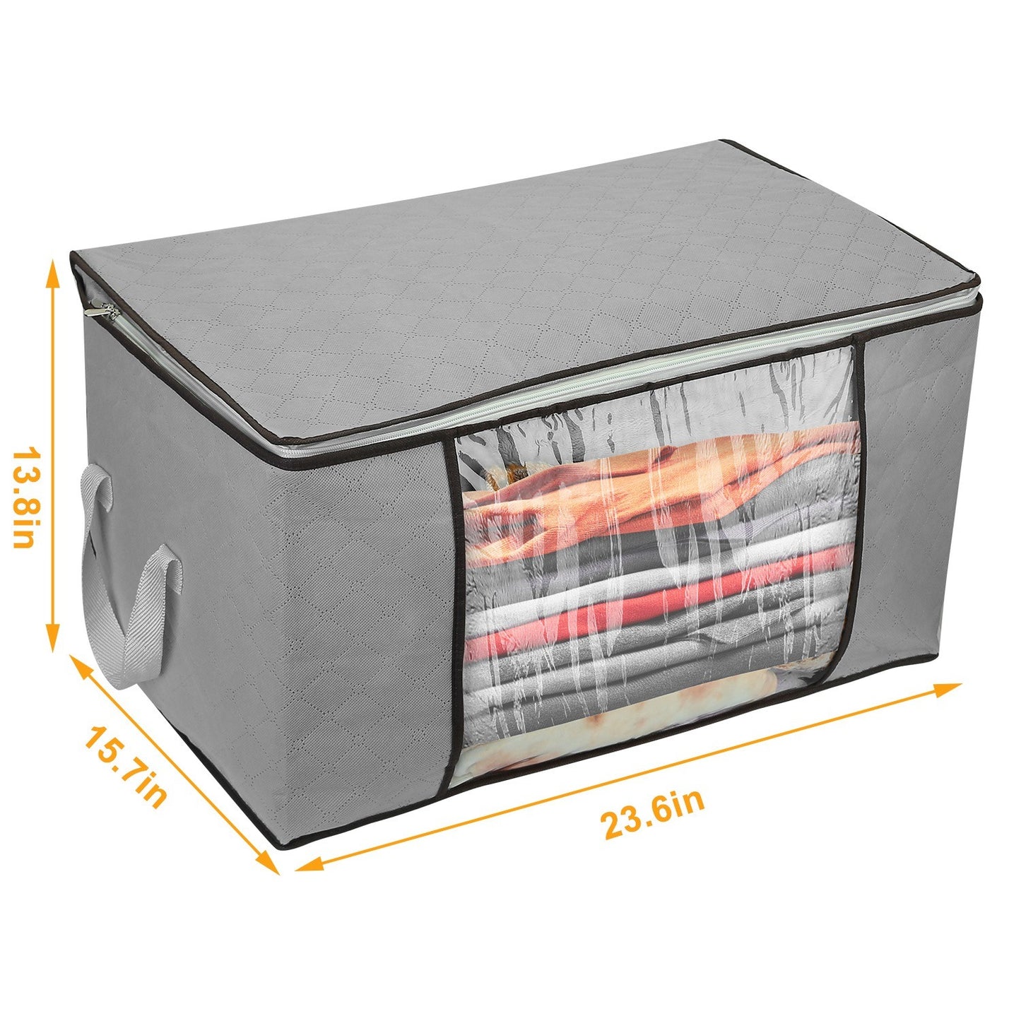 2 Piece 90L Large Capacity Storage Bags with Handle, Foldable Closet Organizer w/ Clear Window