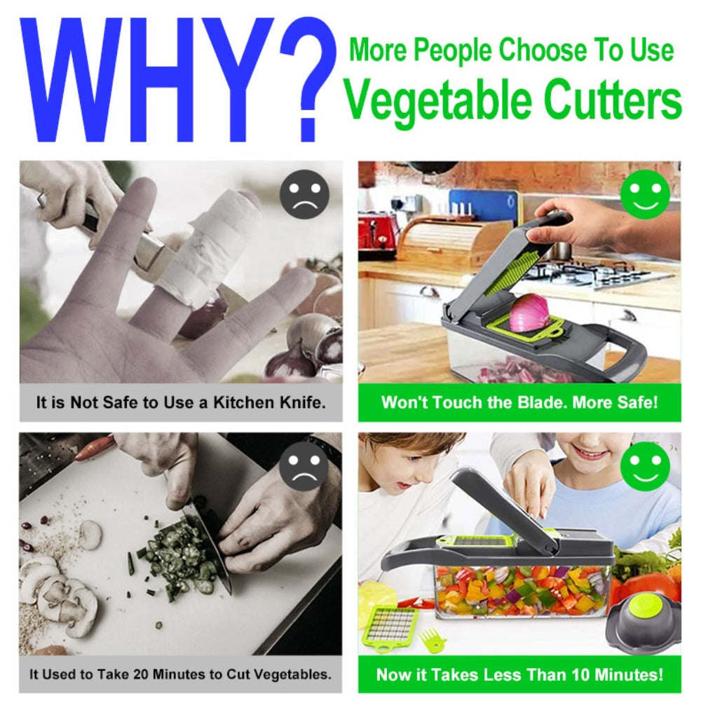 12 in 1 Multifunction Vegetable Chopper with Food Container, Quick Slicer