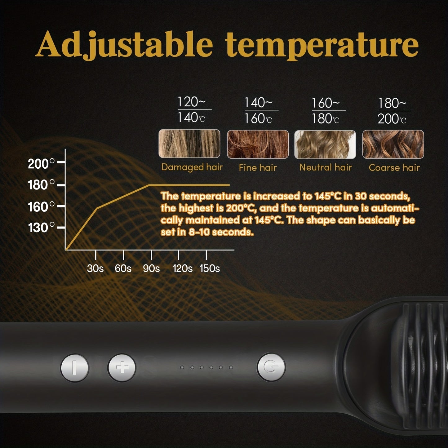 2-in-1 Electric Hair Straightener Brush Hot Comb Adjustment Heat Styling Curler Anti-Scald Comb, 2-in-1 Styling Tool for Long-Lasting Curls and Straight Hair
