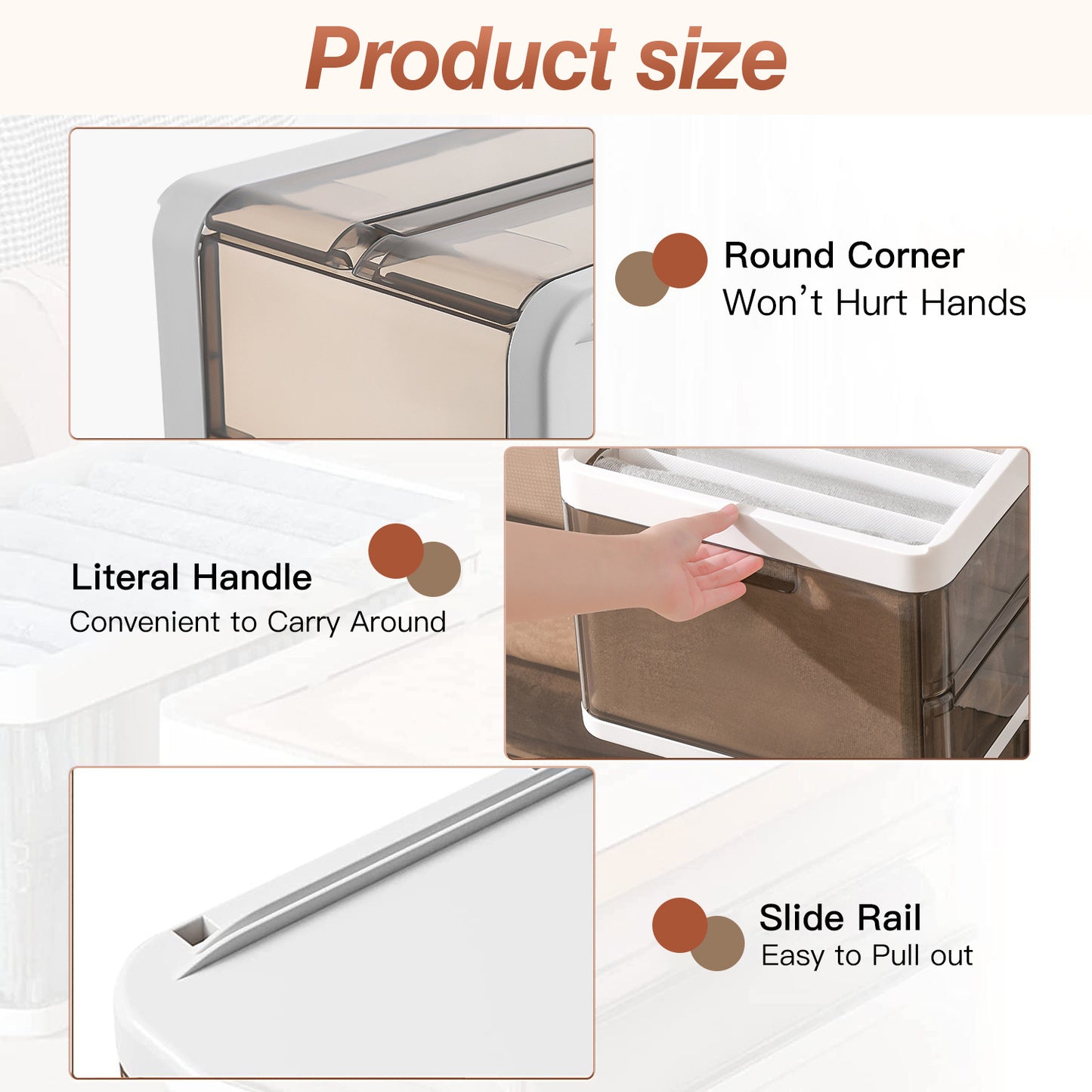 3 Pack Foldable Storage Bin with Lid and Divider, Plastic Closet Drawer Organizer for Toys Clothes