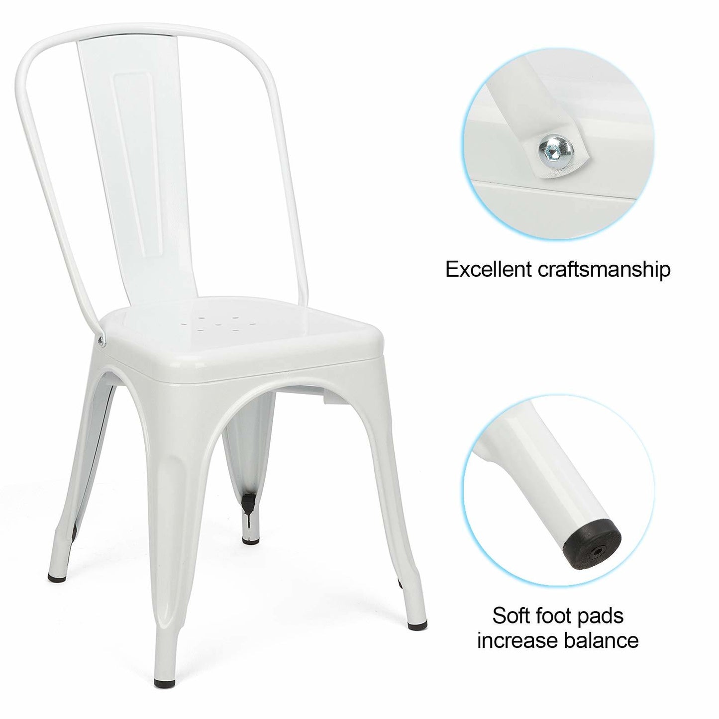 Ins Durable Outdoor Chair & Indoor Metal Chair, Dining Chairs,Patio Chairs Kitchen Chairs,18" Seat Height Restaurant Chair, Tolix Side Bar Chairs 330LBS Weight Capacity 4 Sets