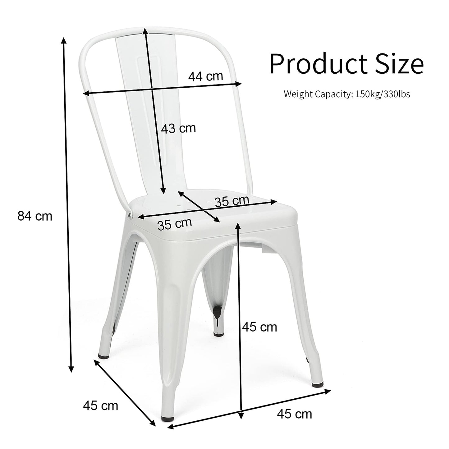 Ins Durable Outdoor Chair & Indoor Metal Chair, Dining Chairs,Patio Chairs Kitchen Chairs,18" Seat Height Restaurant Chair, Tolix Side Bar Chairs 330LBS Weight Capacity 4 Sets