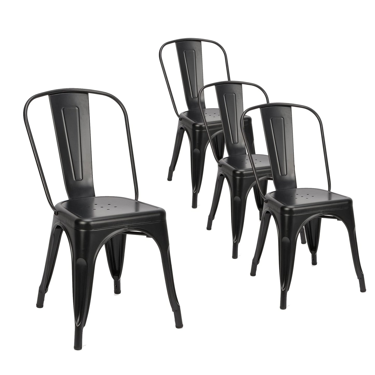 Ins Durable Outdoor Chair & Indoor Metal Chair, Dining Chairs,Patio Chairs Kitchen Chairs,18" Seat Height Restaurant Chair, Tolix Side Bar Chairs 330LBS Weight Capacity 4 Sets