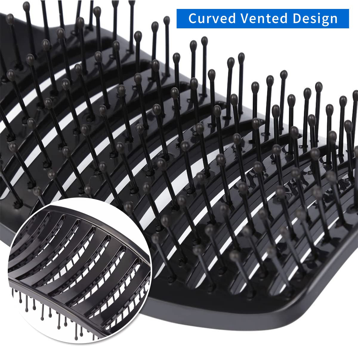 Vent Hair Brush Blow Dryer Brush, Women Thick Long Curly Paddle Hair Detangling Massage Brushes, Fast Drying Hair Straight Barber Volume Comb, Curved anti Static Styling Tool for Wet/Dry Hair